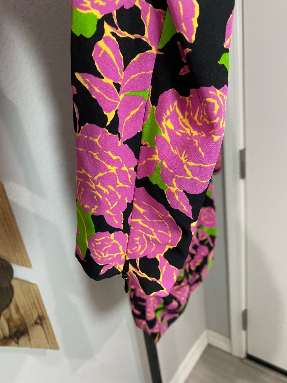 Zara Pink & Green Floral Long Sleeve Mini Dress pp19 L35 - Picture 5 of 6